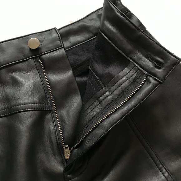 Rebecca Minkoff June Faux Leather Pants Womens 8 Black Straight Leg Cropped Crop - Picture 8 of 13